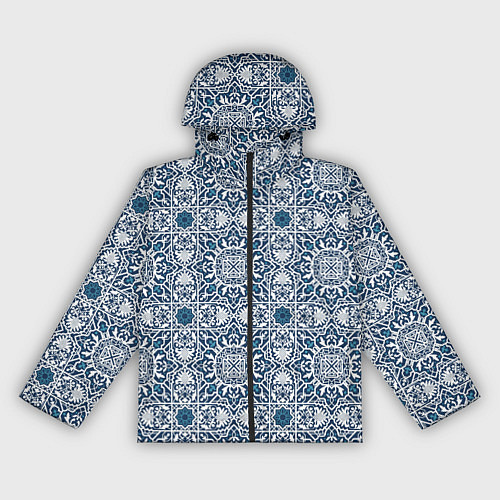 Женская ветровка Геометрический узор бело-синий / 3D-Черный – фото 1