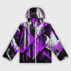 Ветровка с капюшоном женская White and purple abstraction on a black background, цвет: 3D-белый