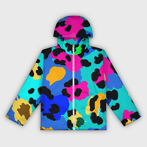 Женская ветровка Радужный неоновый леопард / 3D-Белый – фото 1