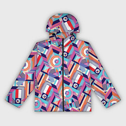 Ветровка с капюшоном женская Зигзаги в геометрии, цвет: 3D-черный