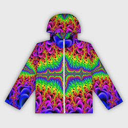 Ветровка с капюшоном женская Фрактальный узор психоделика, цвет: 3D-белый