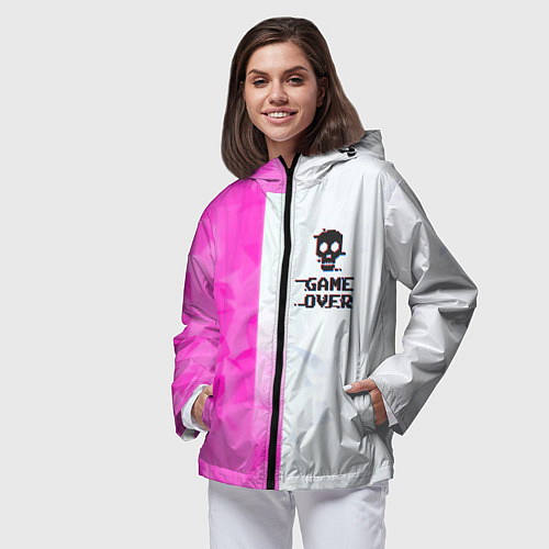 Женская ветровка Game over pink abstraction / 3D-Черный – фото 3