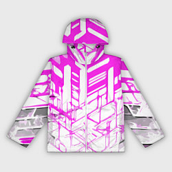 Ветровка с капюшоном женская Агрессивные розовые полосы на белом фоне, цвет: 3D-белый