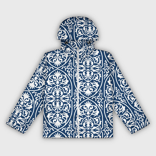 Женская ветровка Геометрический узор арабеска бело-синий / 3D-Белый – фото 1