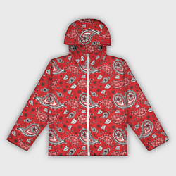 Ветровка с капюшоном женская Узор бандана красночерный, цвет: 3D-белый