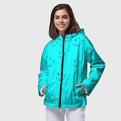 Ветровка с капюшоном женская Подмигивающая улыбка, цвет: 3D-черный — фото 2