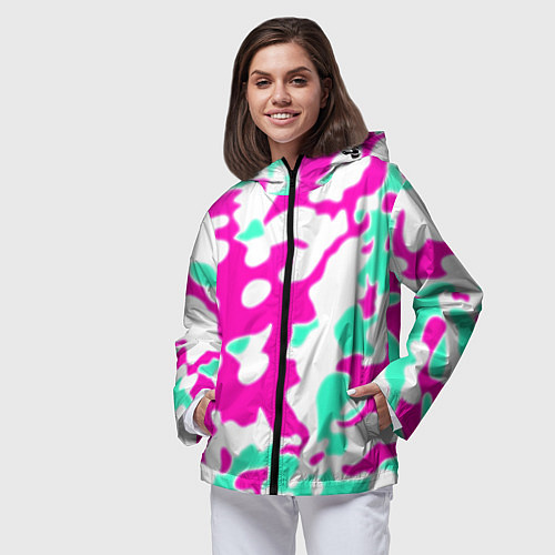 Женская ветровка Текстура камуфляж детский / 3D-Черный – фото 3