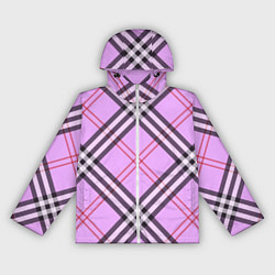 Ветровка с капюшоном женская Стильная клетка - крупно, цвет: 3D-белый