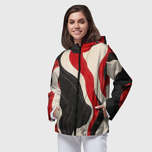 Женская ветровка Абстрактные волнистые полосы / 3D-Черный – фото 3