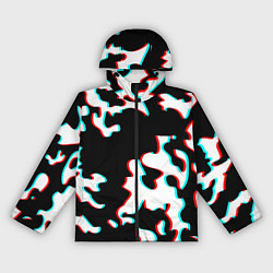 Ветровка с капюшоном женская Камуфляж глитч, цвет: 3D-черный
