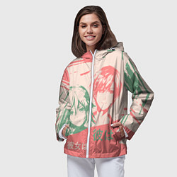 Ветровка с капюшоном женская Он и она - аниме, цвет: 3D-белый — фото 2