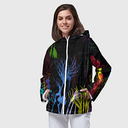 Ветровка с капюшоном женская Неоновый сюреализм, цвет: 3D-белый — фото 2