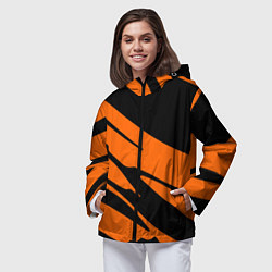 Ветровка с капюшоном женская Чёрно-оранжевый полосами, цвет: 3D-черный — фото 2