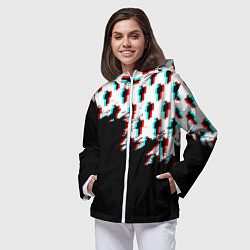 Ветровка с капюшоном женская Billie Eilish pattern glitch, цвет: 3D-белый — фото 2