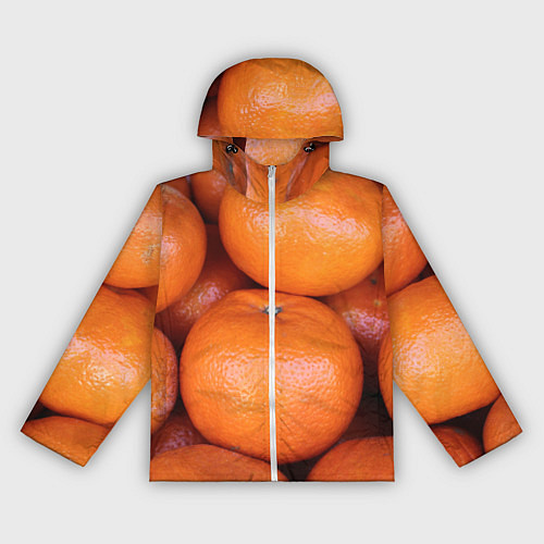 Женская ветровка Много мандаринов и апельсинов - паттерн / 3D-Белый – фото 1