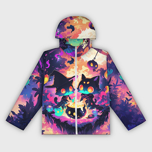 Женская ветровка 2 котика ведьмы / 3D-Белый – фото 1