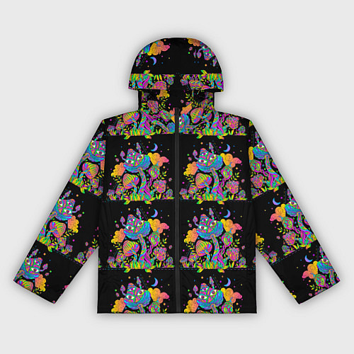 Женская ветровка Грибной паттерн цветной / 3D-Черный – фото 1