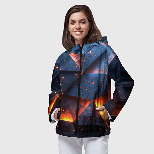 Женская ветровка Геометрический рендер с эффектом свечения / 3D-Черный – фото 3