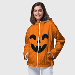 Ветровка с капюшоном женская Весёлая тыква верх, цвет: 3D-белый — фото 2
