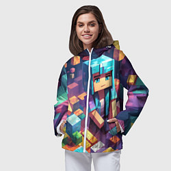 Ветровка с капюшоном женская Minecraft 2 0, цвет: 3D-белый — фото 2