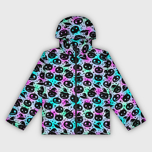 Женская ветровка Halloween - тыквы на неоновом фоне / 3D-Черный – фото 1