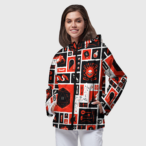 Женская ветровка Dungeons and dragons pattern / 3D-Черный – фото 3