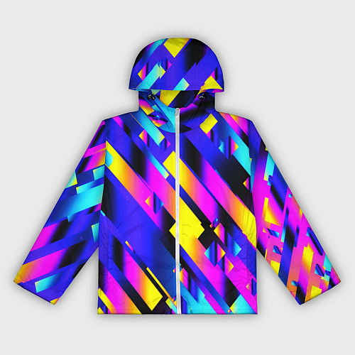 Женская ветровка Неоновая геометрия плитка / 3D-Белый – фото 1