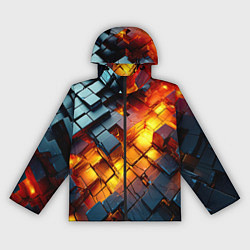 Ветровка с капюшоном женская Трехмерные кубики с разрушением, цвет: 3D-черный