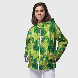 Ветровка с капюшоном женская Виноградный цветной паттерн, цвет: 3D-белый — фото 2