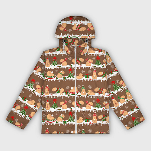 Женская ветровка Капибары на Новый год и Рождество зимой / 3D-Белый – фото 1