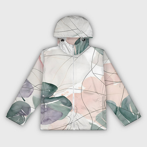 Женская ветровка Акварельные листья светлые / 3D-Белый – фото 1