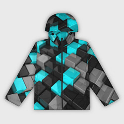 Ветровка с капюшоном женская Абстрактные кубы, цвет: 3D-черный