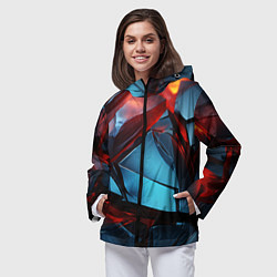 Ветровка с капюшоном женская Камни в красном освещении, цвет: 3D-черный — фото 2