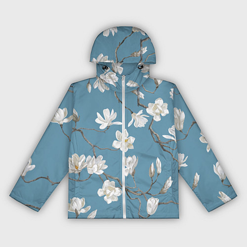 Женская ветровка Цветы акварелью ветки магнолии / 3D-Белый – фото 1