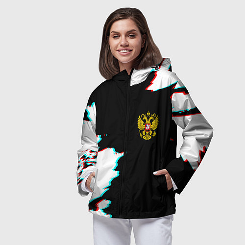 Женская ветровка Герб глитч краски / 3D-Черный – фото 3