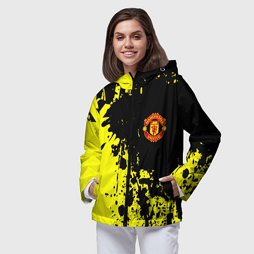 Женская ветровка Манчестер Юнайтед краски / 3D-Черный – фото 3
