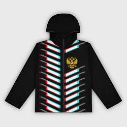 Ветровка с капюшоном женская Герб РФ глитч геометрия, цвет: 3D-черный