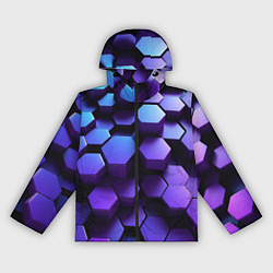 Ветровка с капюшоном женская Абстрактные трехмерные фиолетовые гексагоны, цвет: 3D-черный