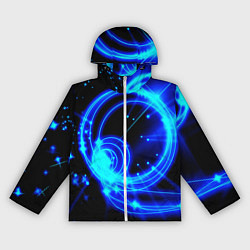 Ветровка с капюшоном женская Оптические синие волны, цвет: 3D-белый