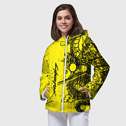 Ветровка с капюшоном женская Syberpunk dragon tatoo, цвет: 3D-белый — фото 2