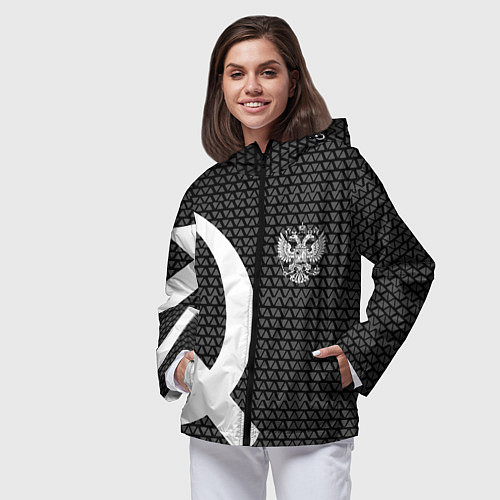 Женская ветровка Герб РФ паттерн стиль ссср / 3D-Черный – фото 3