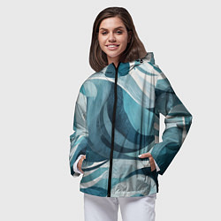 Ветровка с капюшоном женская Океан абстракция волны, цвет: 3D-черный — фото 2
