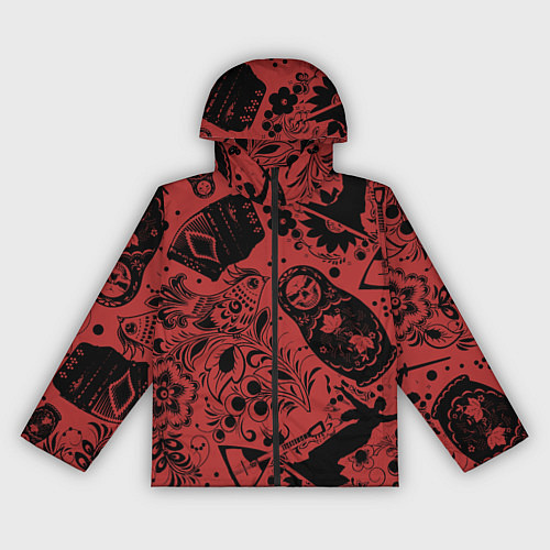 Женская ветровка Матрёшка с черепом на фоне славянских узоров и бал / 3D-Черный – фото 1