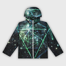 Ветровка с капюшоном женская Космические линии звезды, цвет: 3D-белый