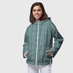 Ветровка с капюшоном женская Холодный синий полосы в мелкую крапинку, цвет: 3D-белый — фото 2