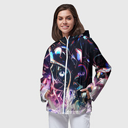 Ветровка с капюшоном женская Фрактальный узор текстура, цвет: 3D-белый — фото 2