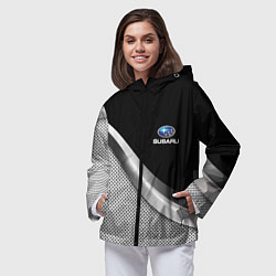 Ветровка с капюшоном женская Subaru metal steel, цвет: 3D-черный — фото 2