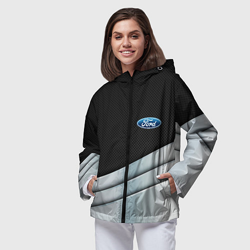 Женская ветровка FORD metal texture / 3D-Черный – фото 3