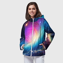 Ветровка с капюшоном женская Бескрайний космос, цвет: 3D-белый — фото 2