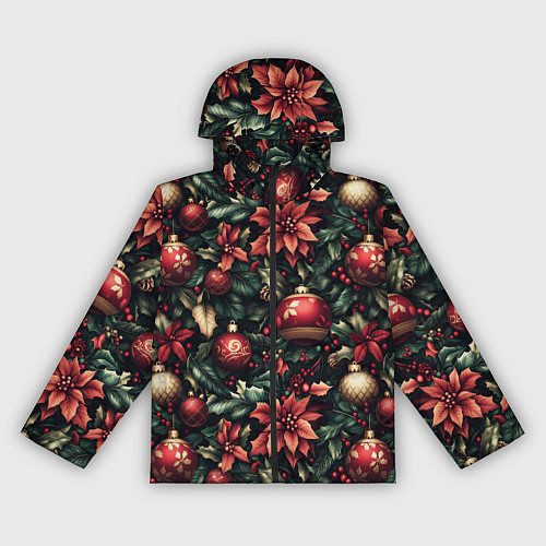 Женская ветровка Паттерн с новогодними украшениями / 3D-Черный – фото 1